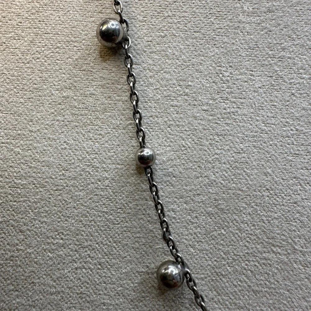 925 Italy Sterling Silver Bead Spheres Heart Charm Adjustable Bracelet Anklet